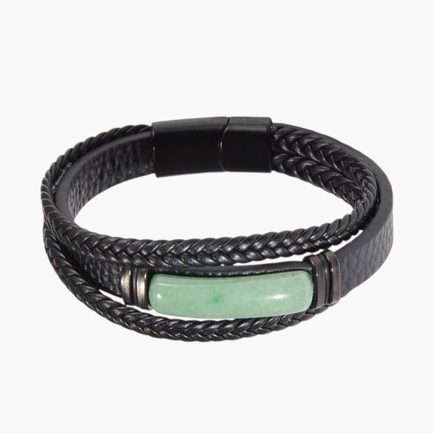 Pulseira em Couro com Pedra Natural