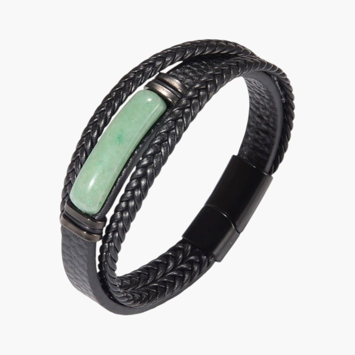 Pulseira em Couro com Pedra Natural
