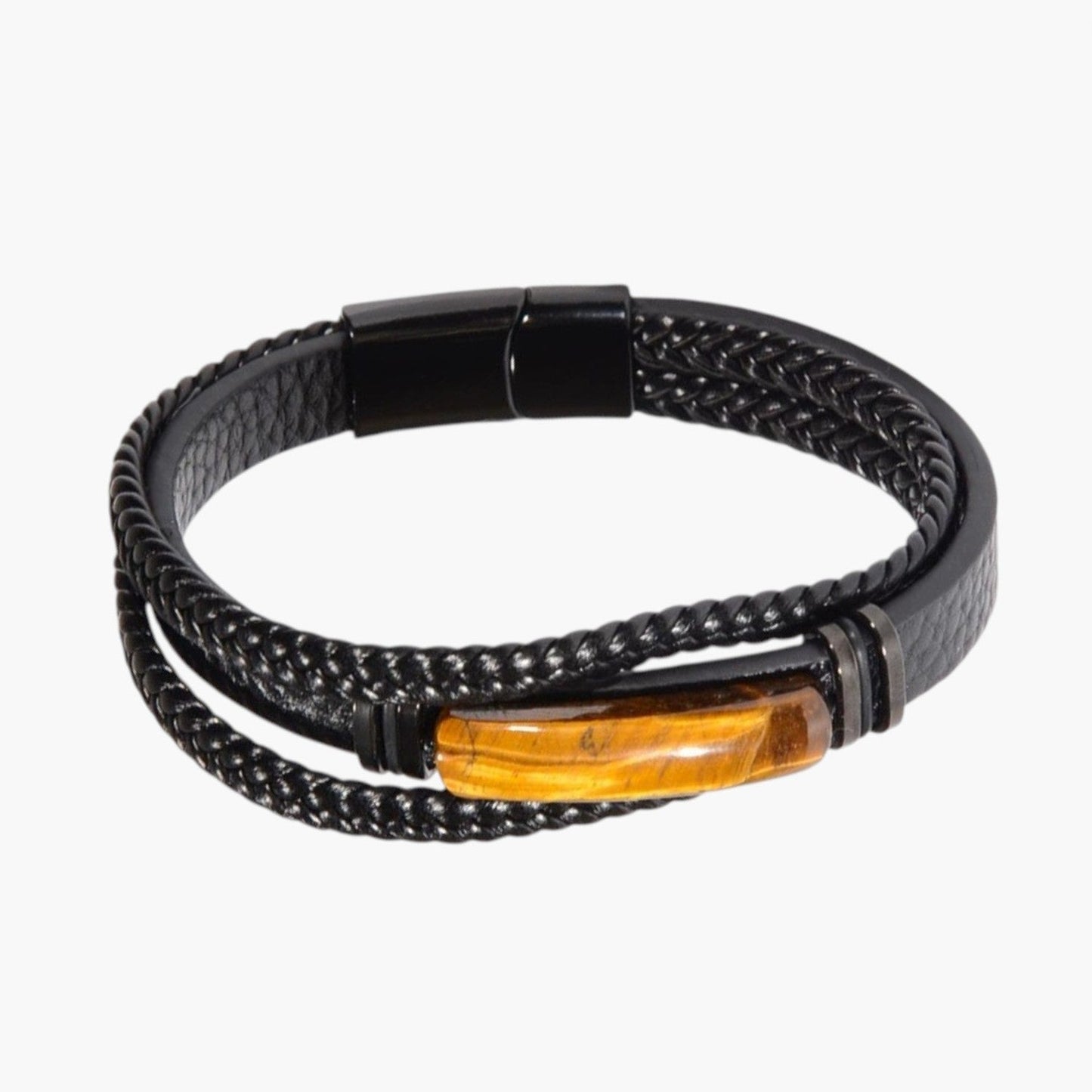 Pulseira em Couro com Pedra Natural