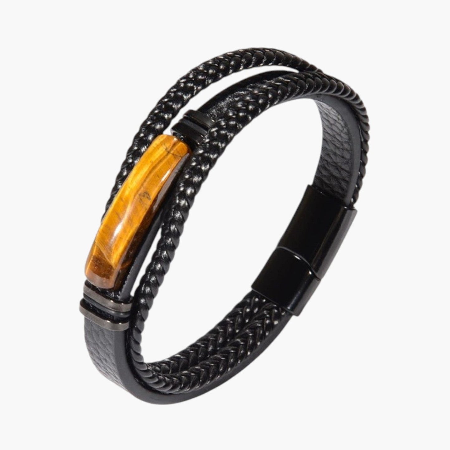 Pulseira em Couro com Pedra Natural