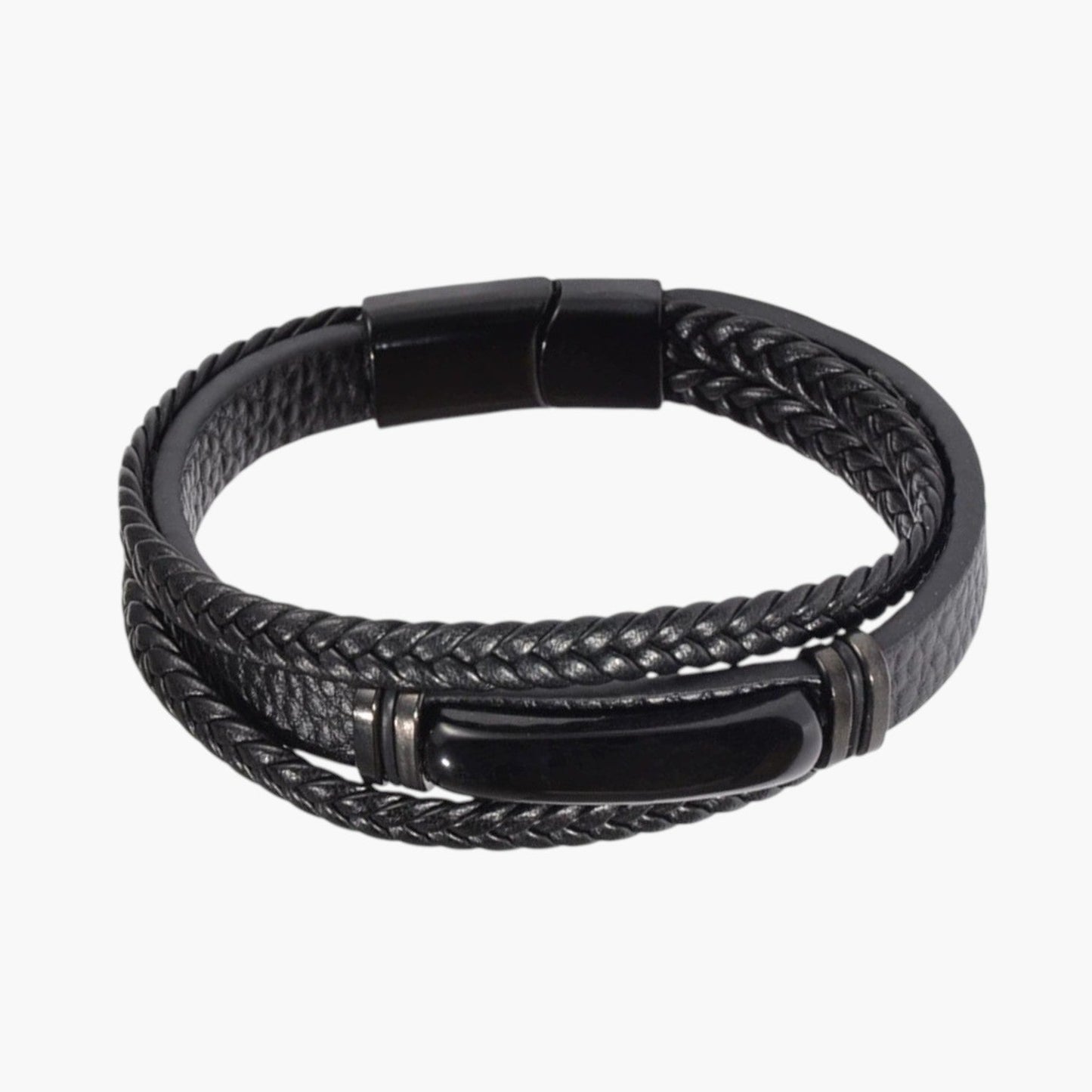 Pulseira em Couro com Pedra Natural