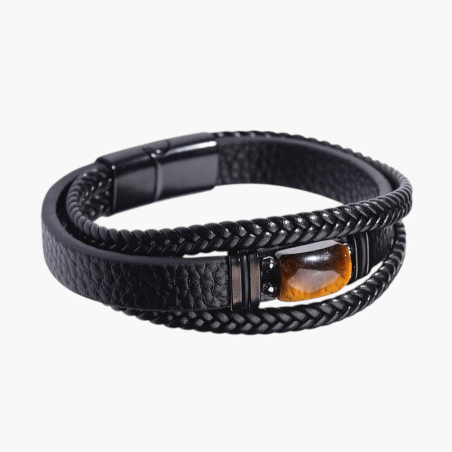 Pulseira em Couro com Pedra Natural