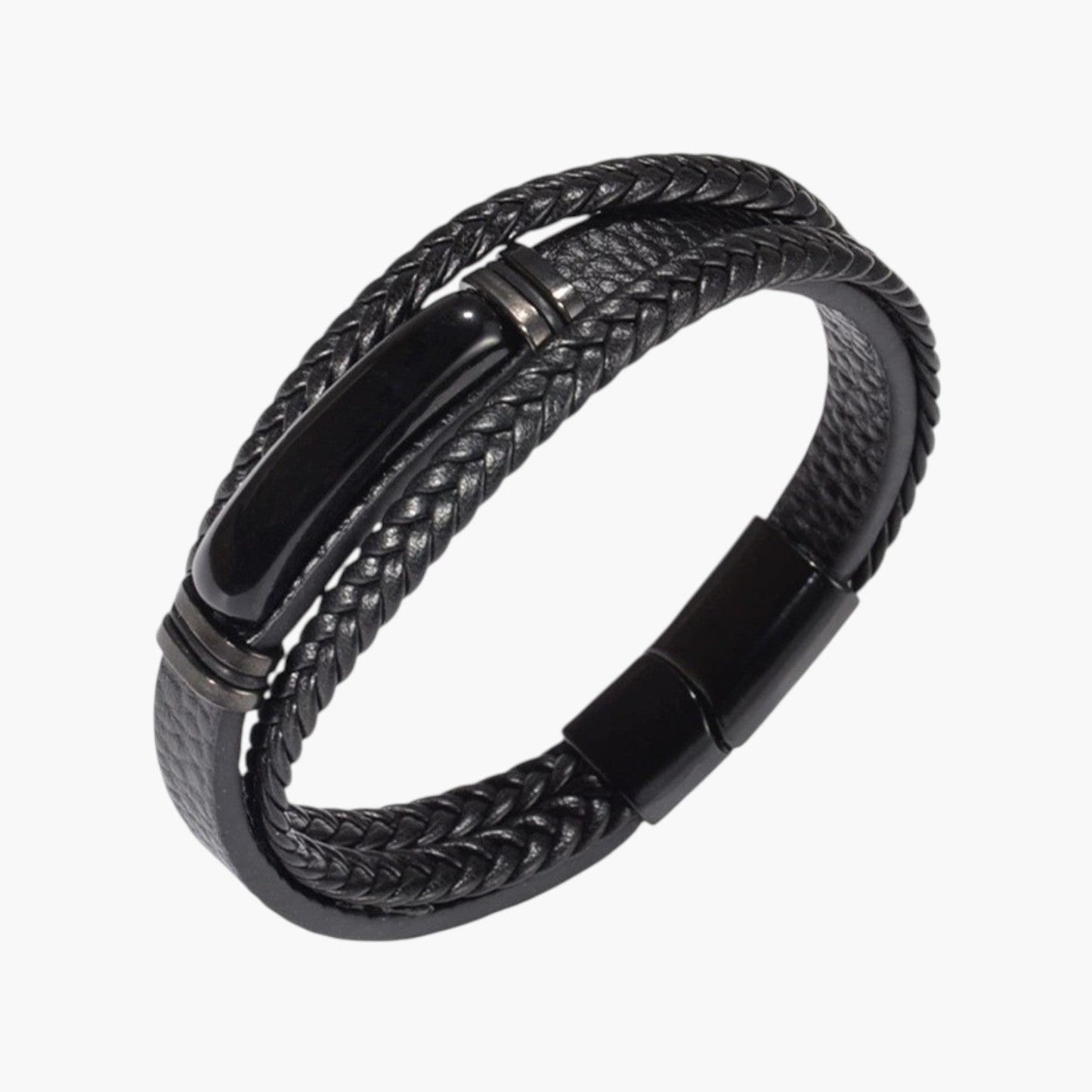 Pulseira em Couro com Pedra Natural