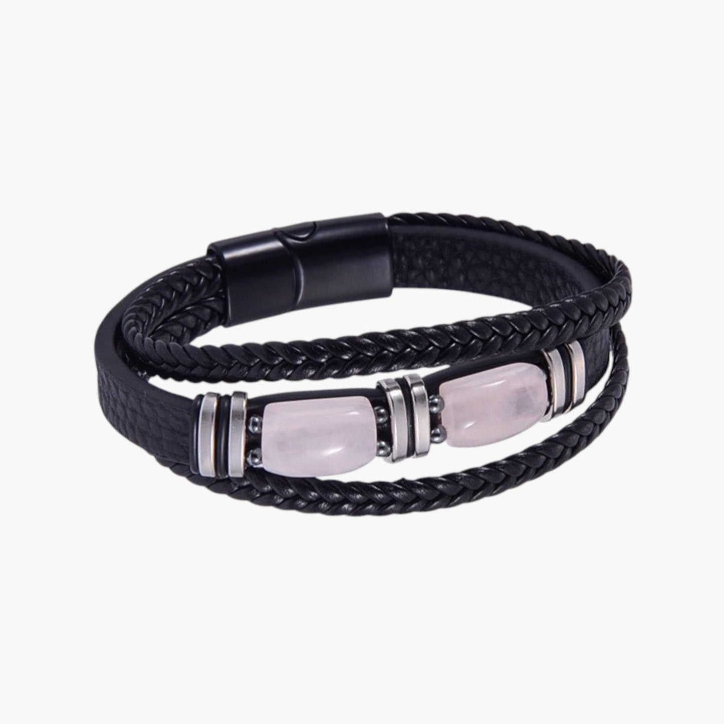 Pulseira em Couro com Pedra Natural