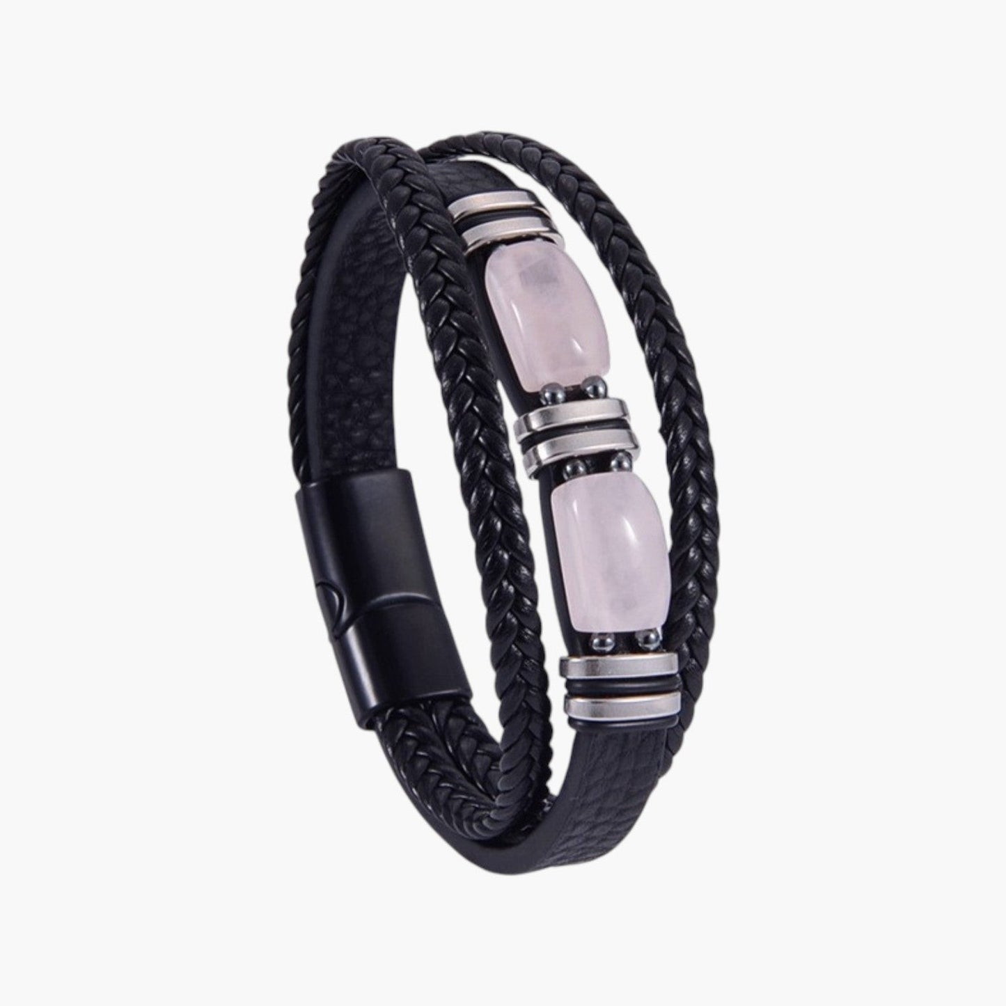 Pulseira em Couro com Pedra Natural