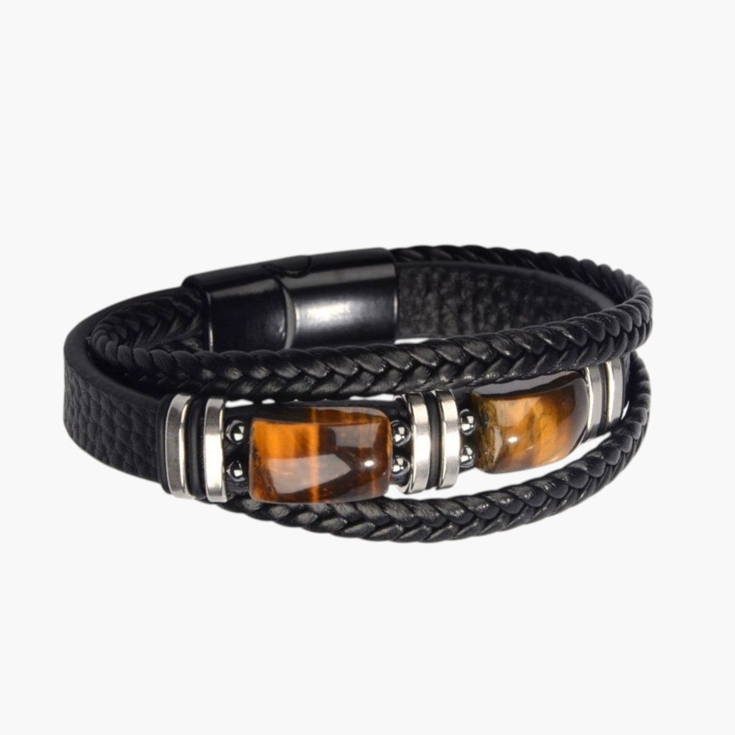 Pulseira em Couro com Pedra Natural