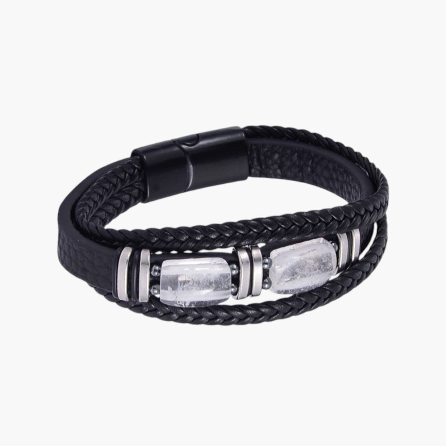 Pulseira em Couro com Pedra Natural