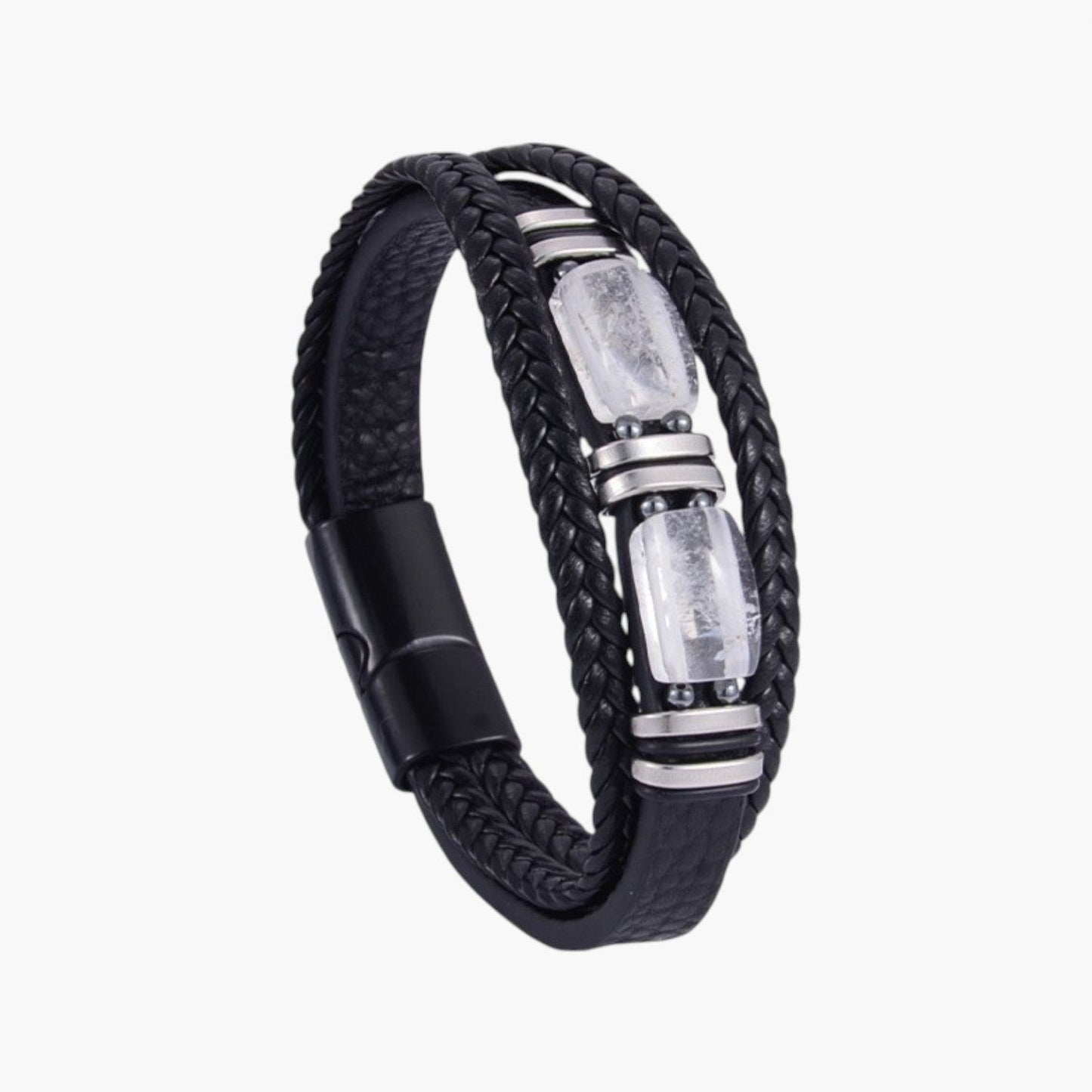 Pulseira em Couro com Pedra Natural