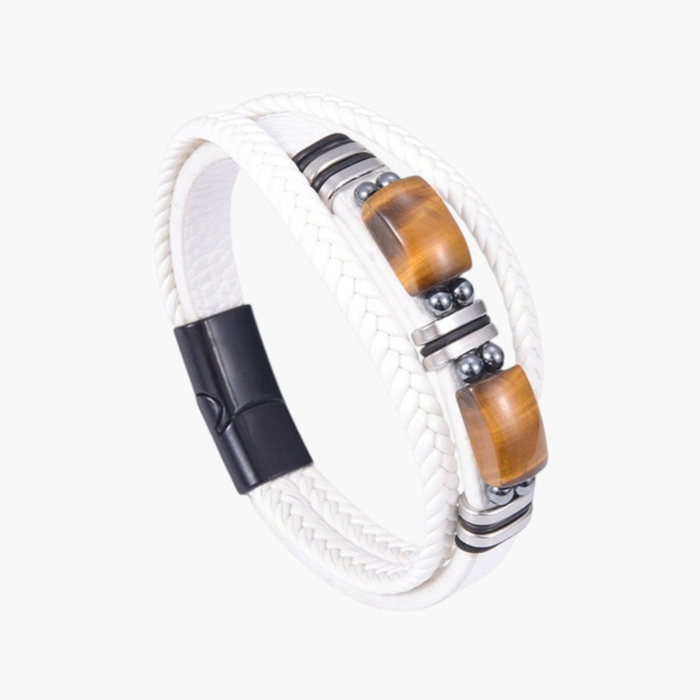 Pulseira em Couro com Pedra Natural
