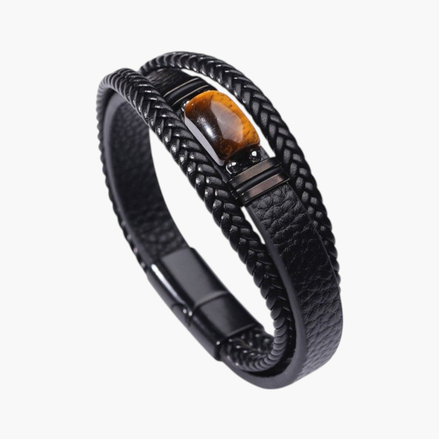 Pulseira em Couro com Pedra Natural