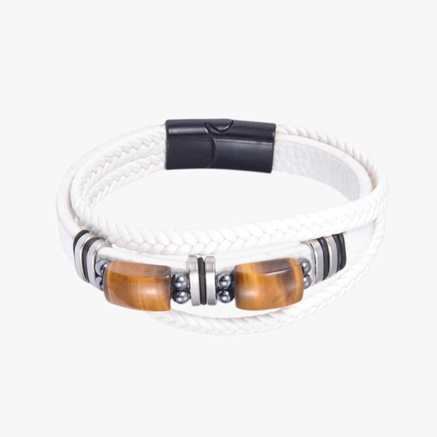 Pulseira em Couro com Pedra Natural