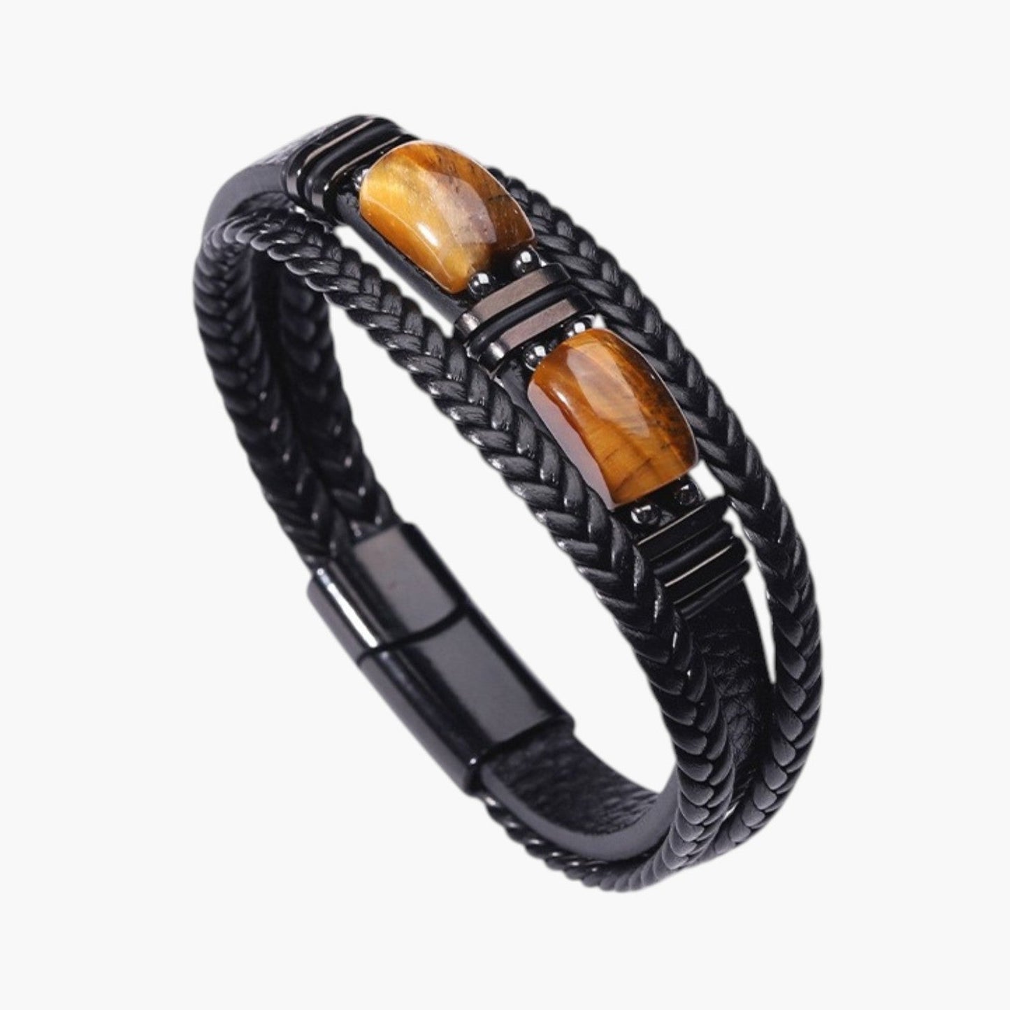 Pulseira em Couro com Pedra Natural
