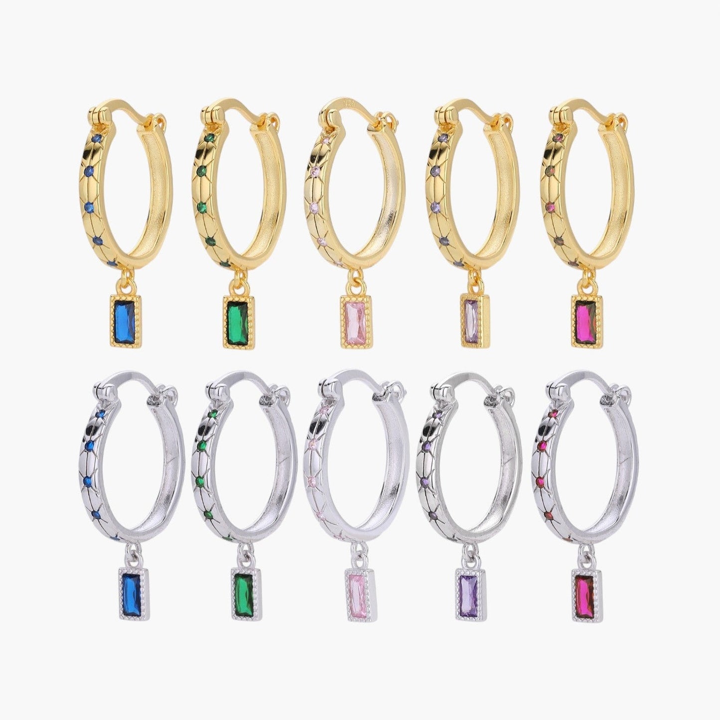 Brincos Argola com Pendente em Prata de Lei 925