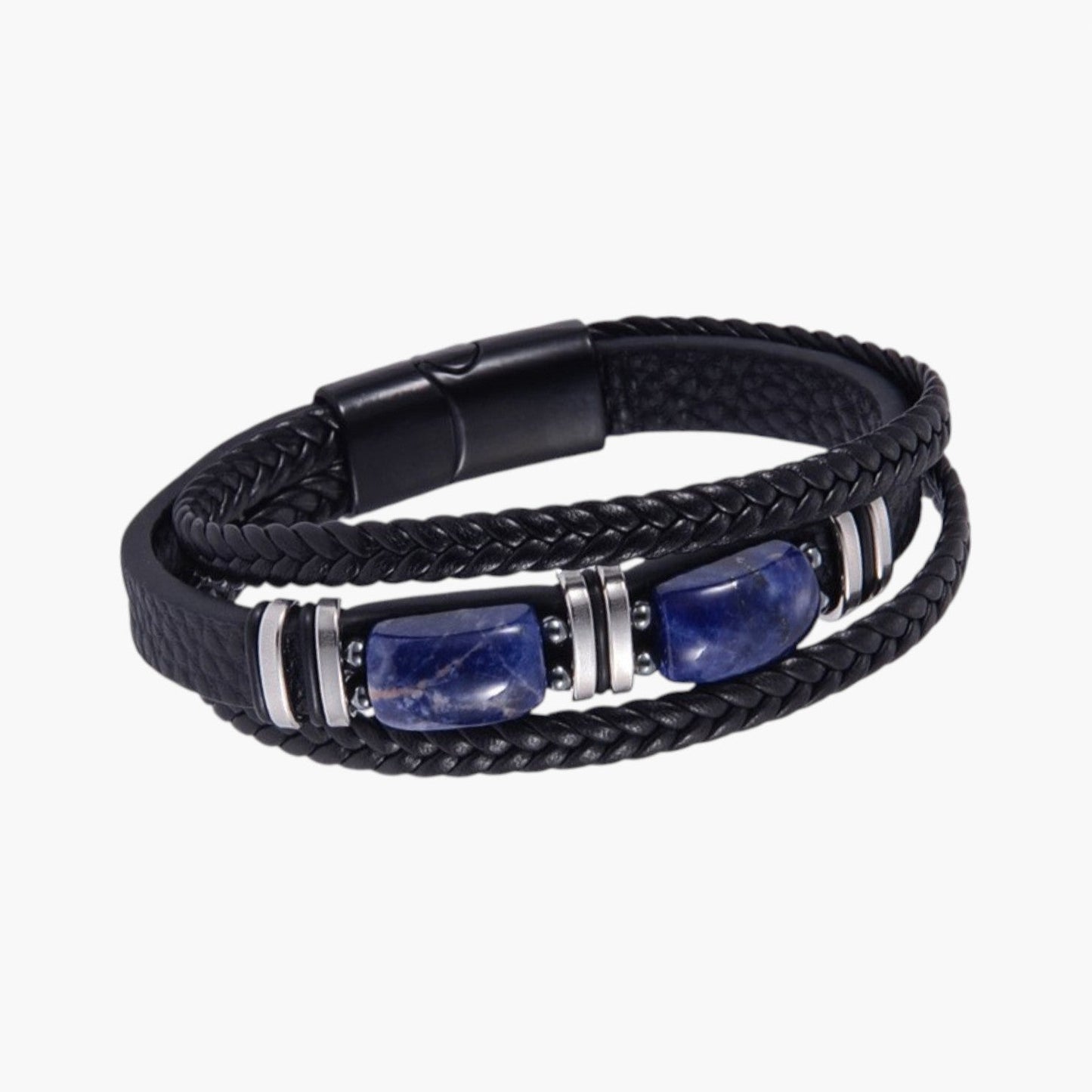 Pulseira em Couro com Pedra Natural