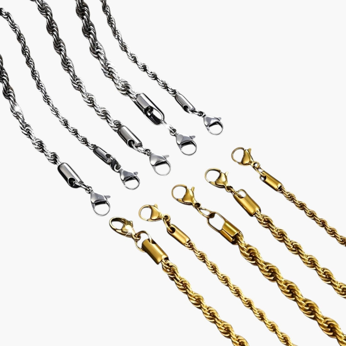Pulseira de Corrente Trançada em Aço Inoxidável