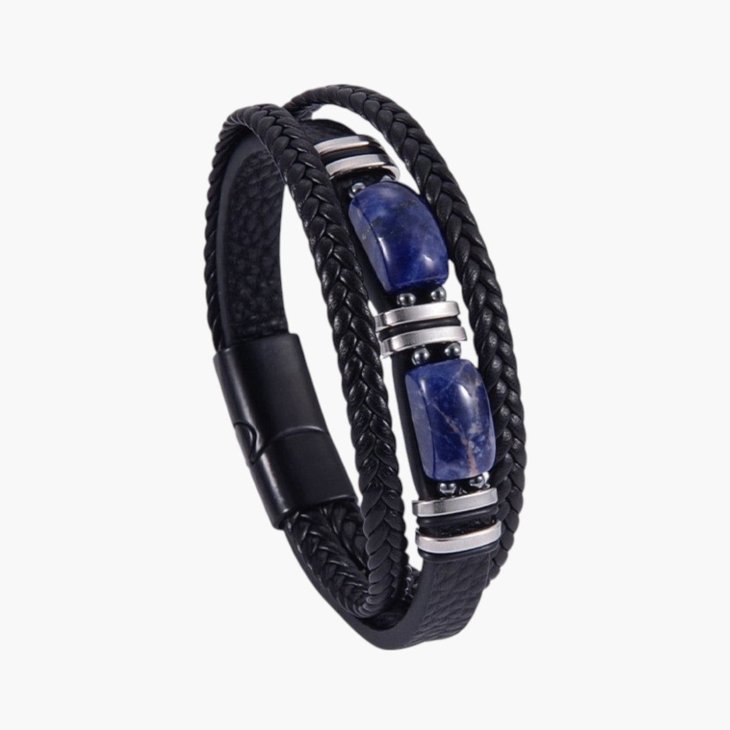 Pulseira em Couro com Pedra Natural