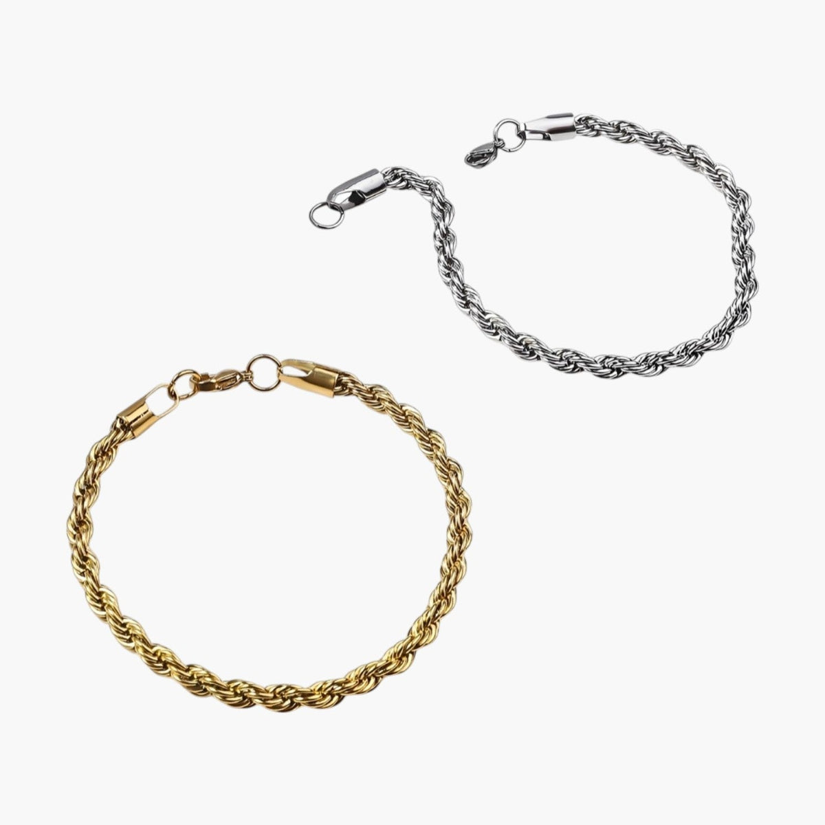 Pulseira de Corrente Trançada em Aço Inoxidável