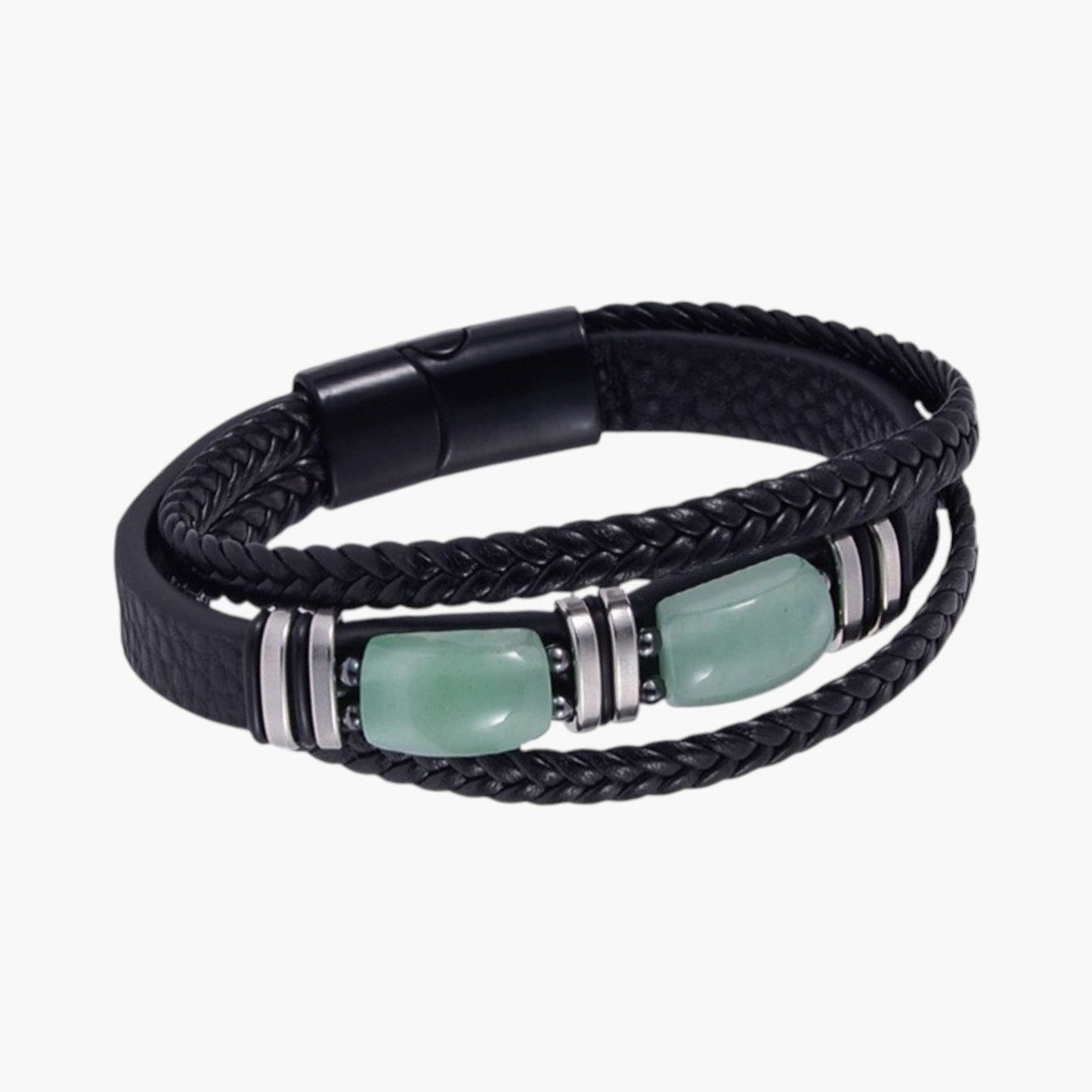 Pulseira em Couro com Pedra Natural