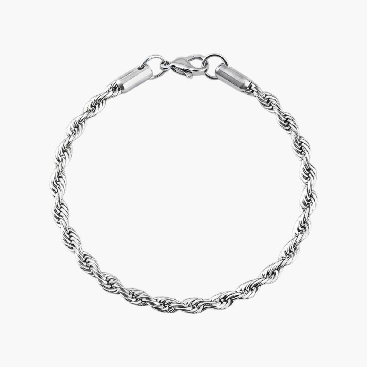 Pulseira de Corrente Trançada em Aço Inoxidável