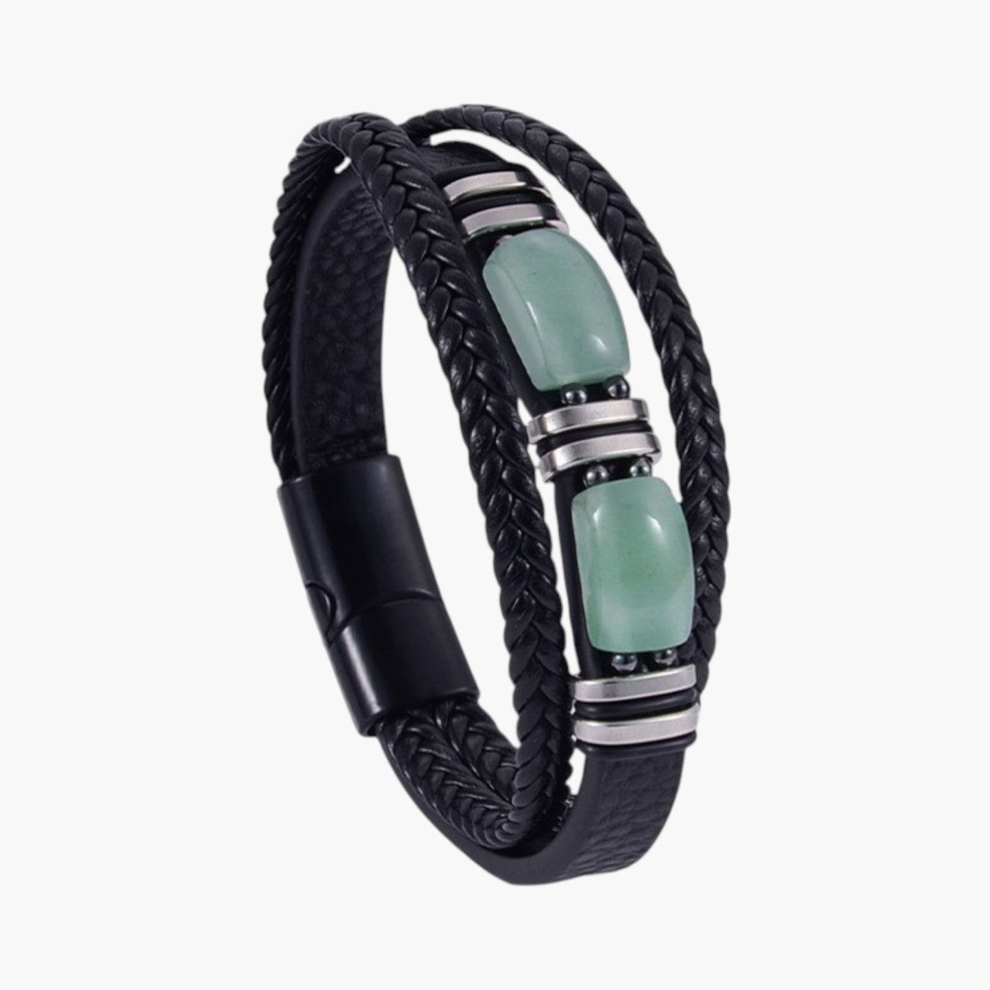 Pulseira em Couro com Pedra Natural