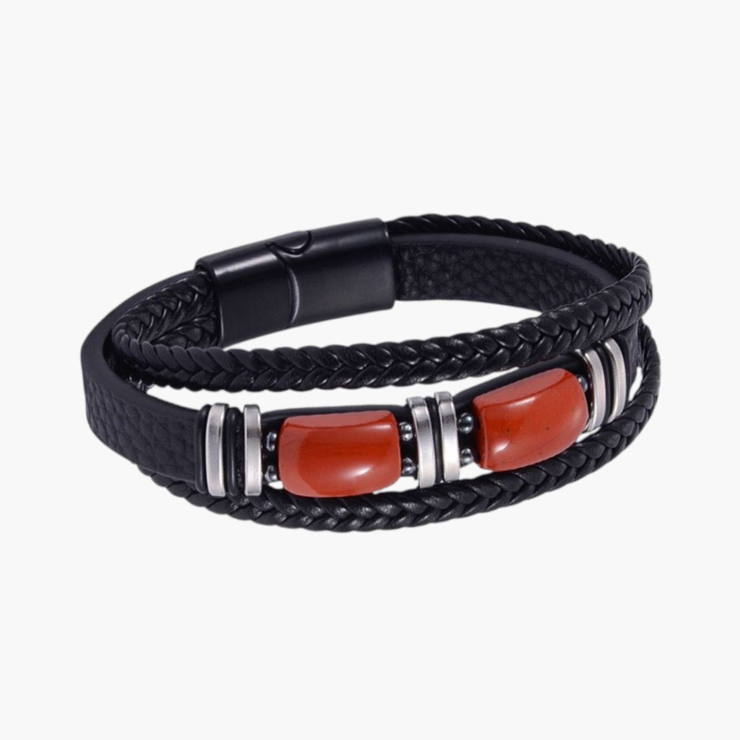 Pulseira em Couro com Pedra Natural