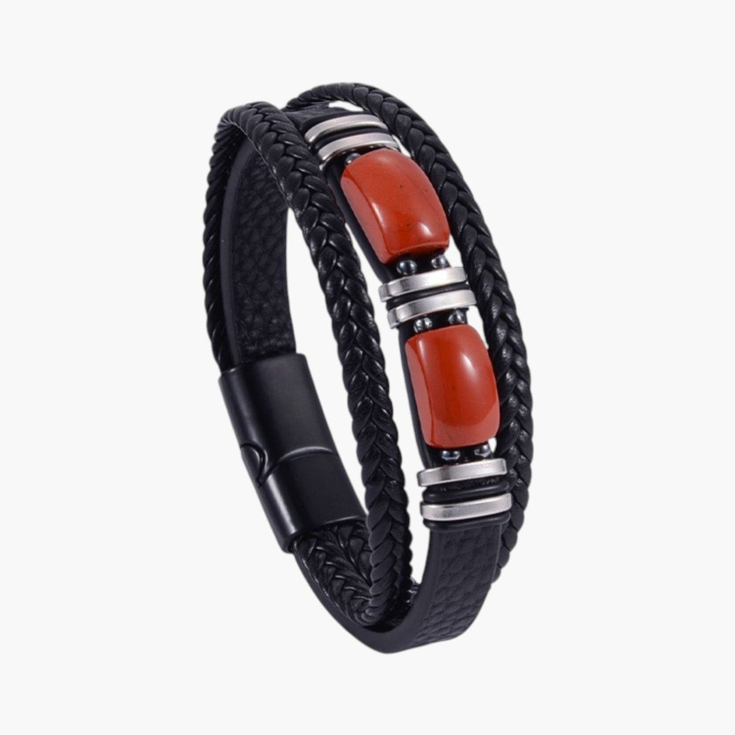 Pulseira em Couro com Pedra Natural