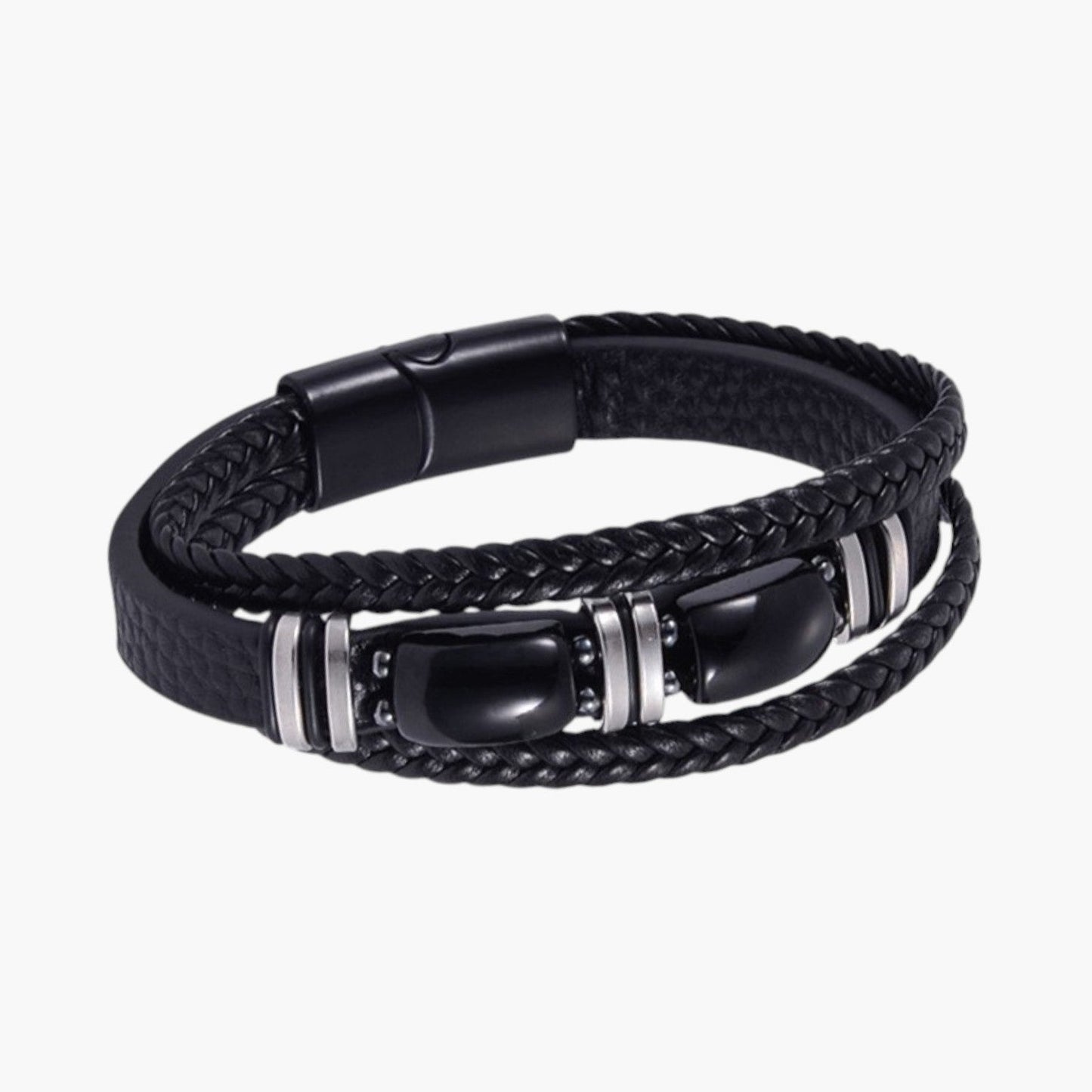 Pulseira em Couro com Pedra Natural
