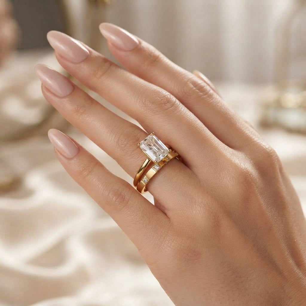 Anel de Noivado em Prata de Lei 925 com Moissanite