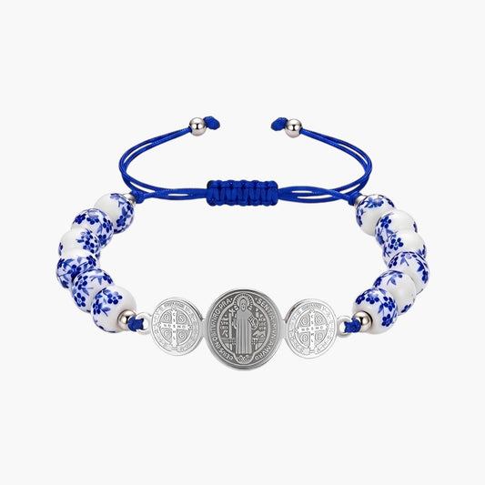 Pulseira de São Bento com Contas Florais