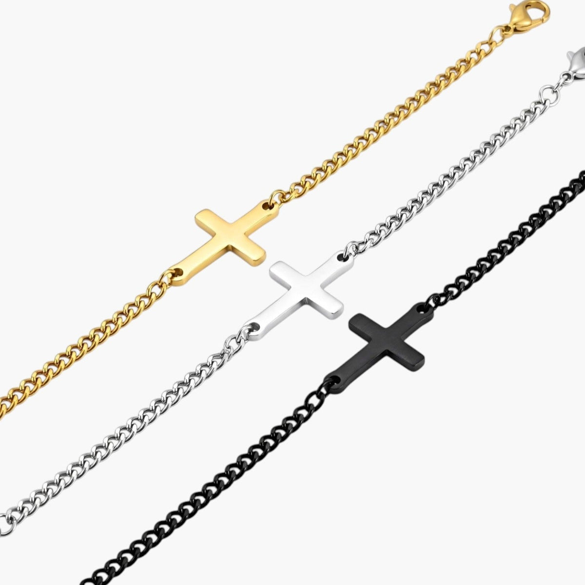 Pulseira Cruz em Aço Inoxidável