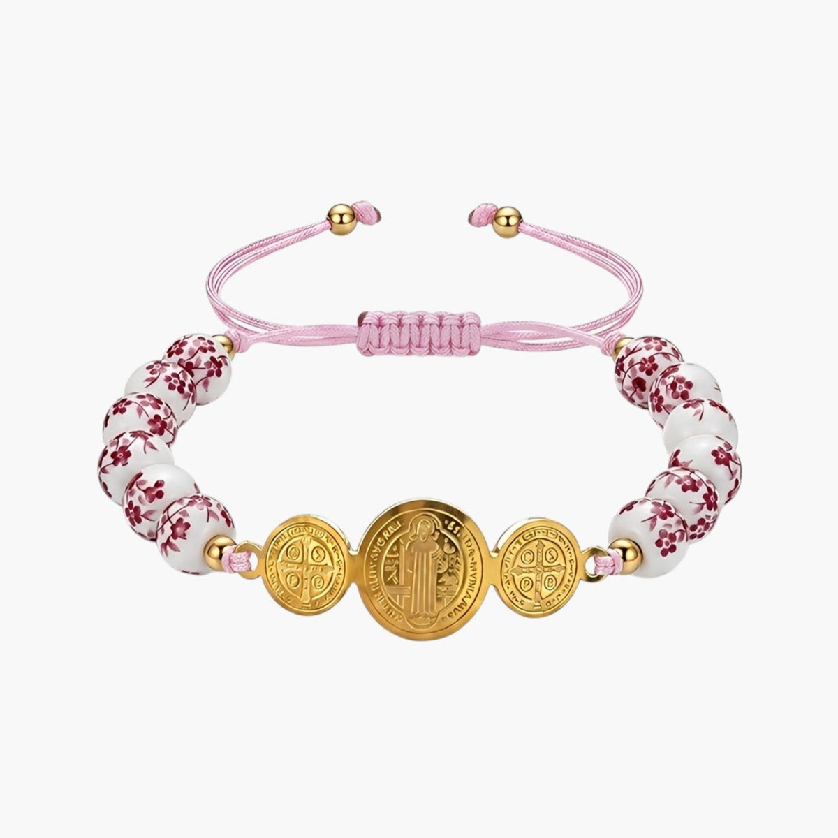 Pulseira de São Bento com Contas Florais