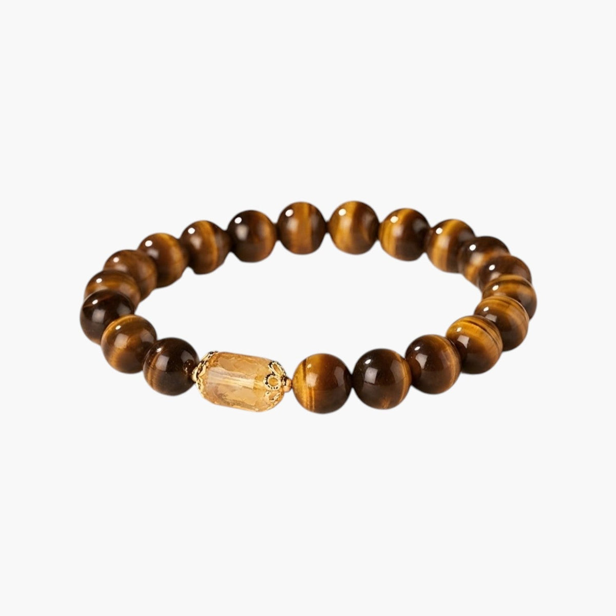 Pulseira em Pedra Natural Olho de Tigre e Citrino