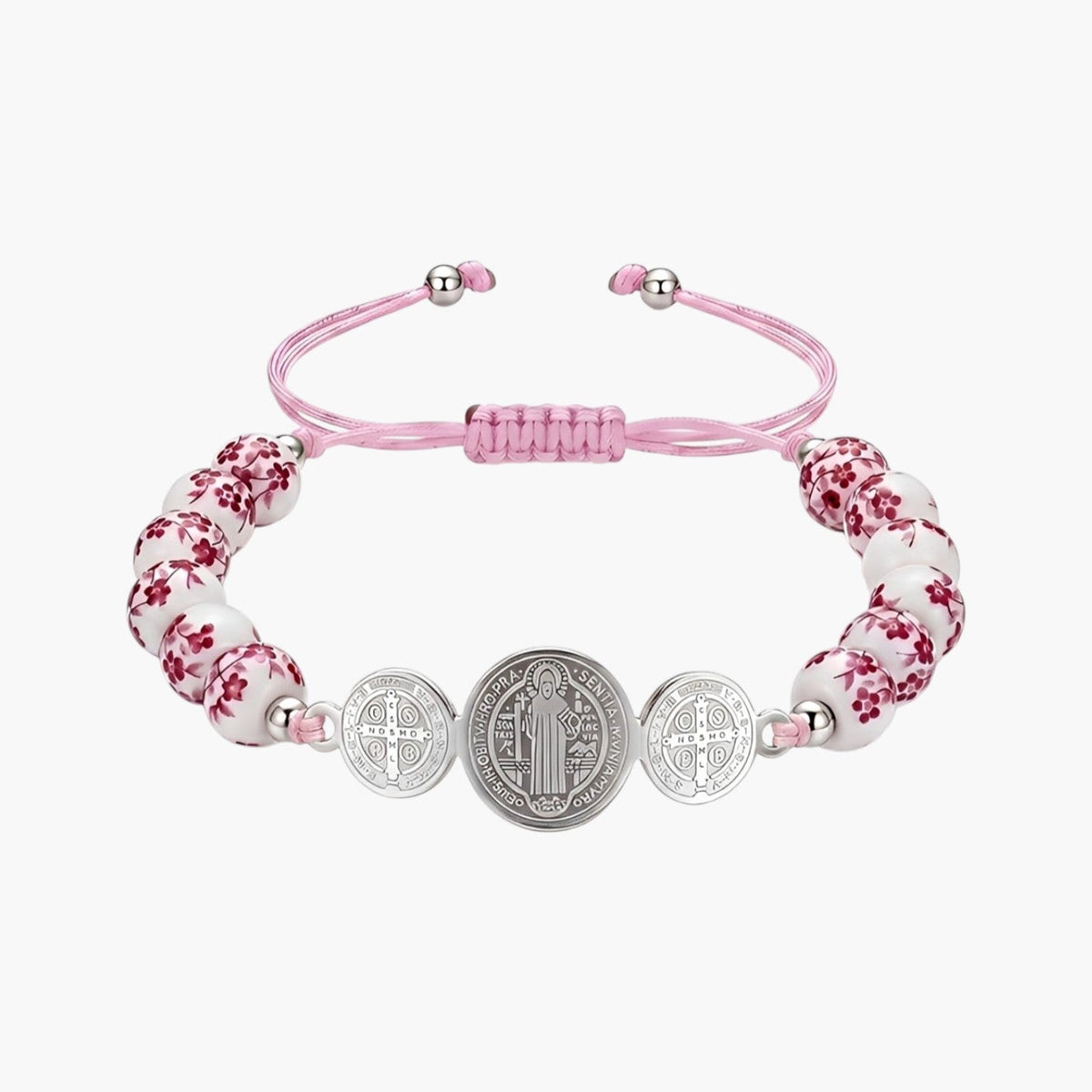 Pulseira de São Bento com Contas Florais