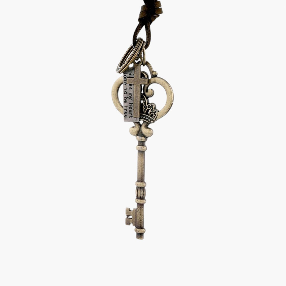 Colar em Couro com Pendentes Vintage