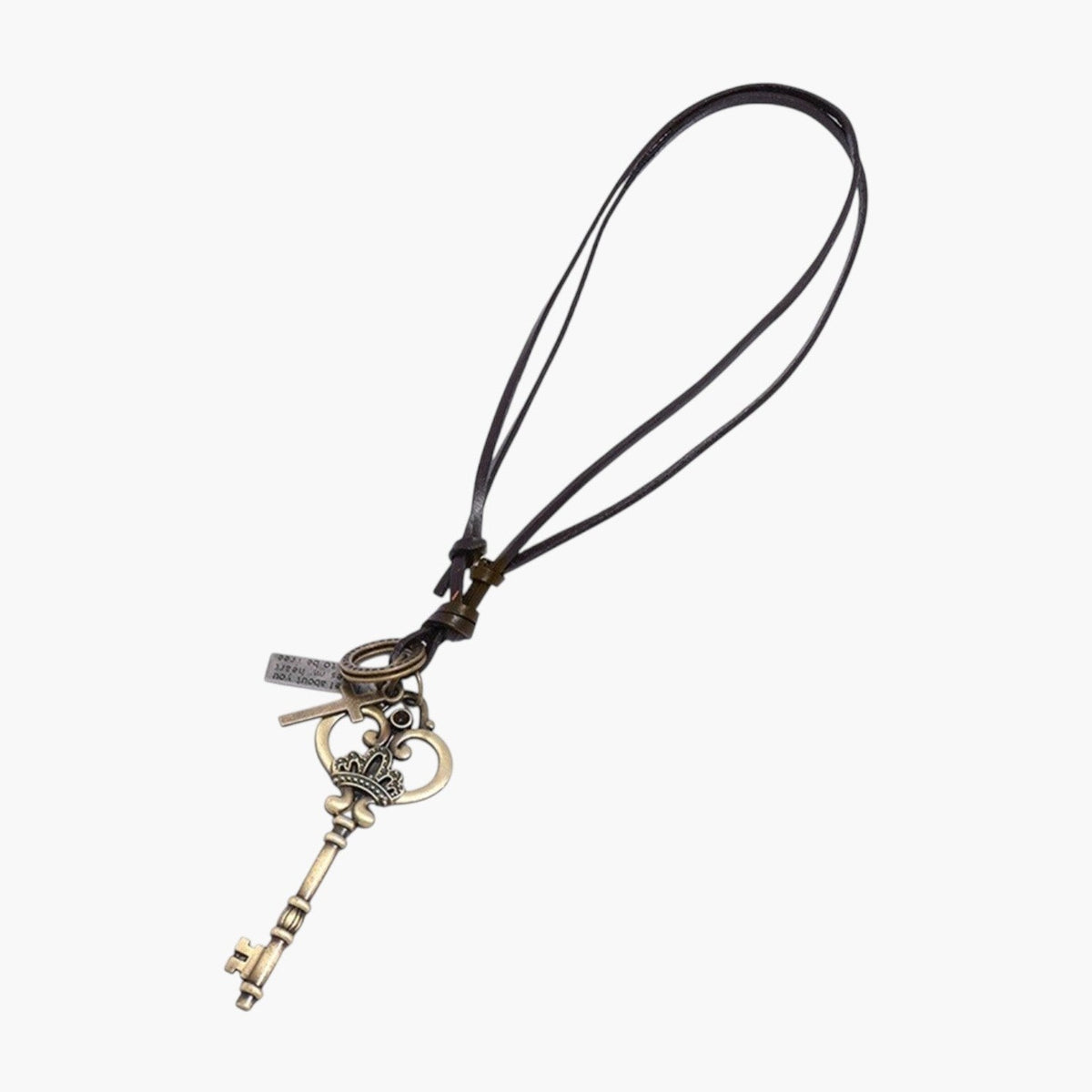 Colar em Couro com Pendentes Vintage