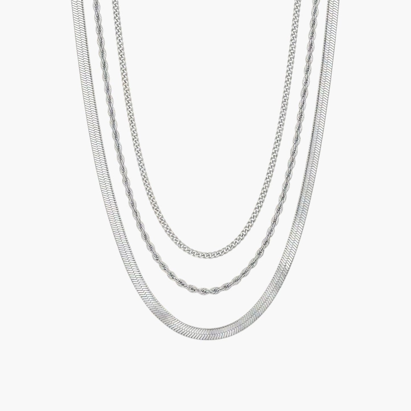 Conjunto de 3 Colares Choker em Aço Inoxidável