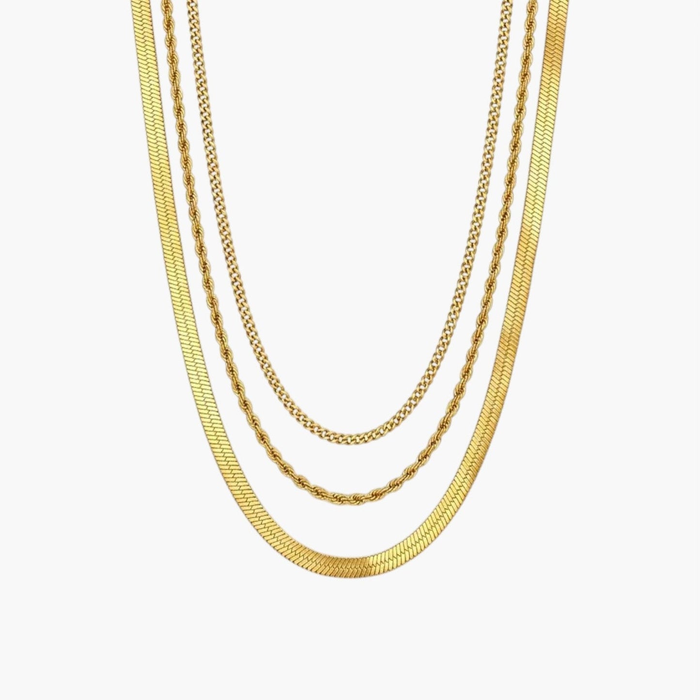 Conjunto de 3 Colares Choker em Aço Inoxidável