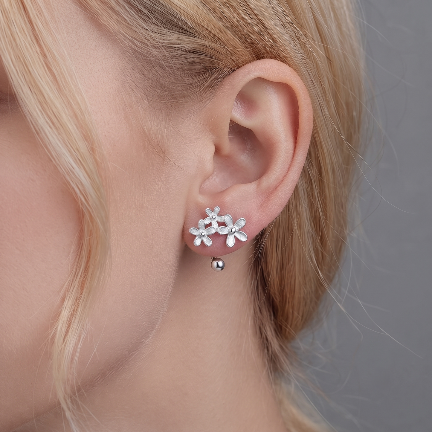 Brincos Trio de Flores em Prata de Lei 925