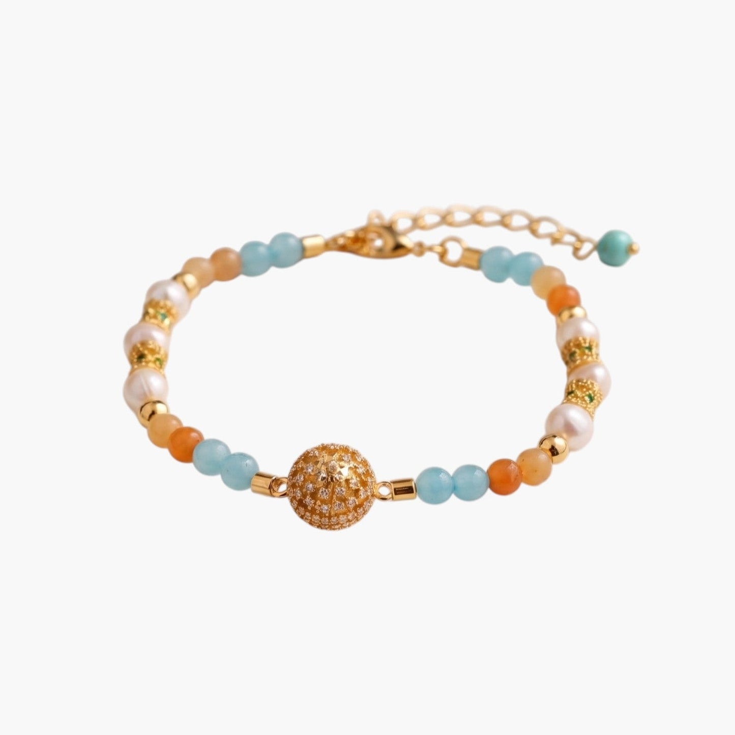 Pulseira em Pedra Natural com Pérolas e Zircónias