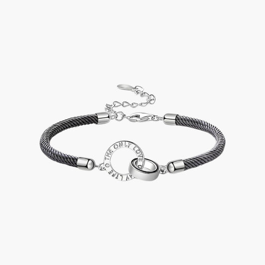 Pulseira de Corda Trançada com Duplo Círculo
