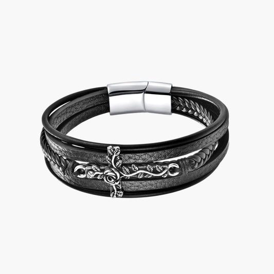 Pulseira Cruz em Couro Multicamadas