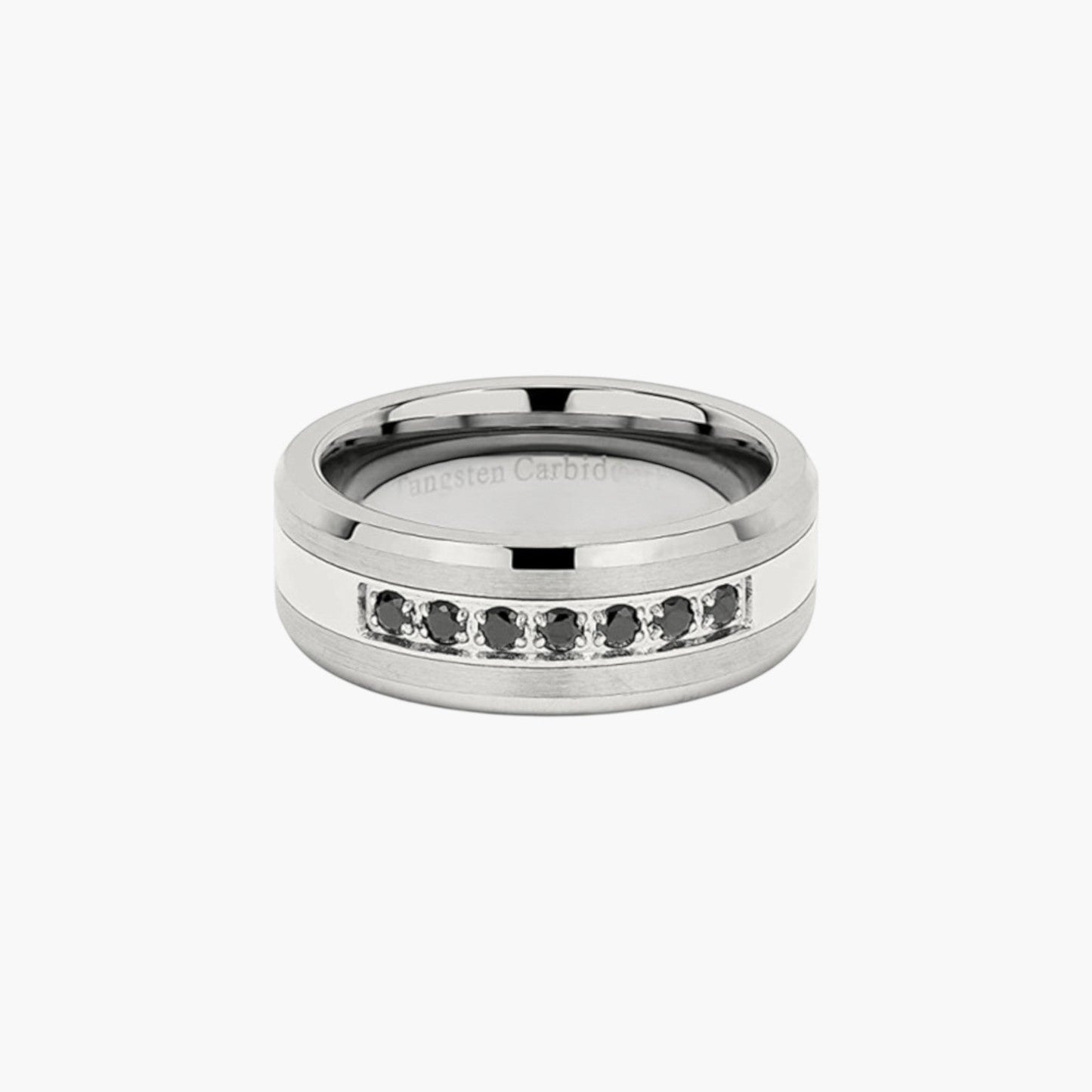 Anel em Aço de Tungsténio com Zircónias