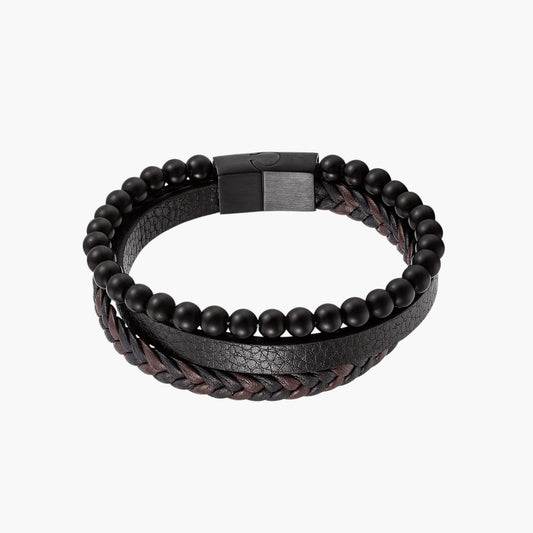 Pulseira de Couro e Pedra Natural