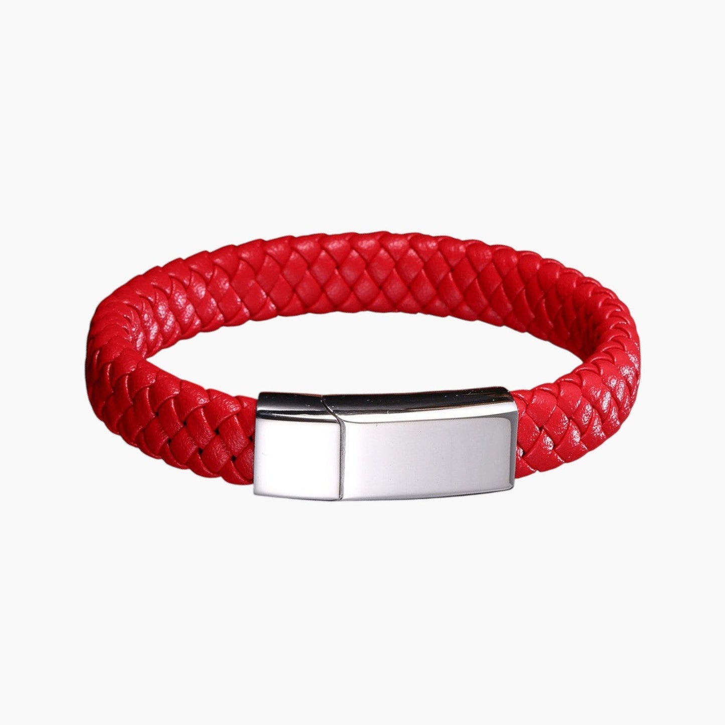 Pulseira Personalizada de Couro e Aço Inoxidável
