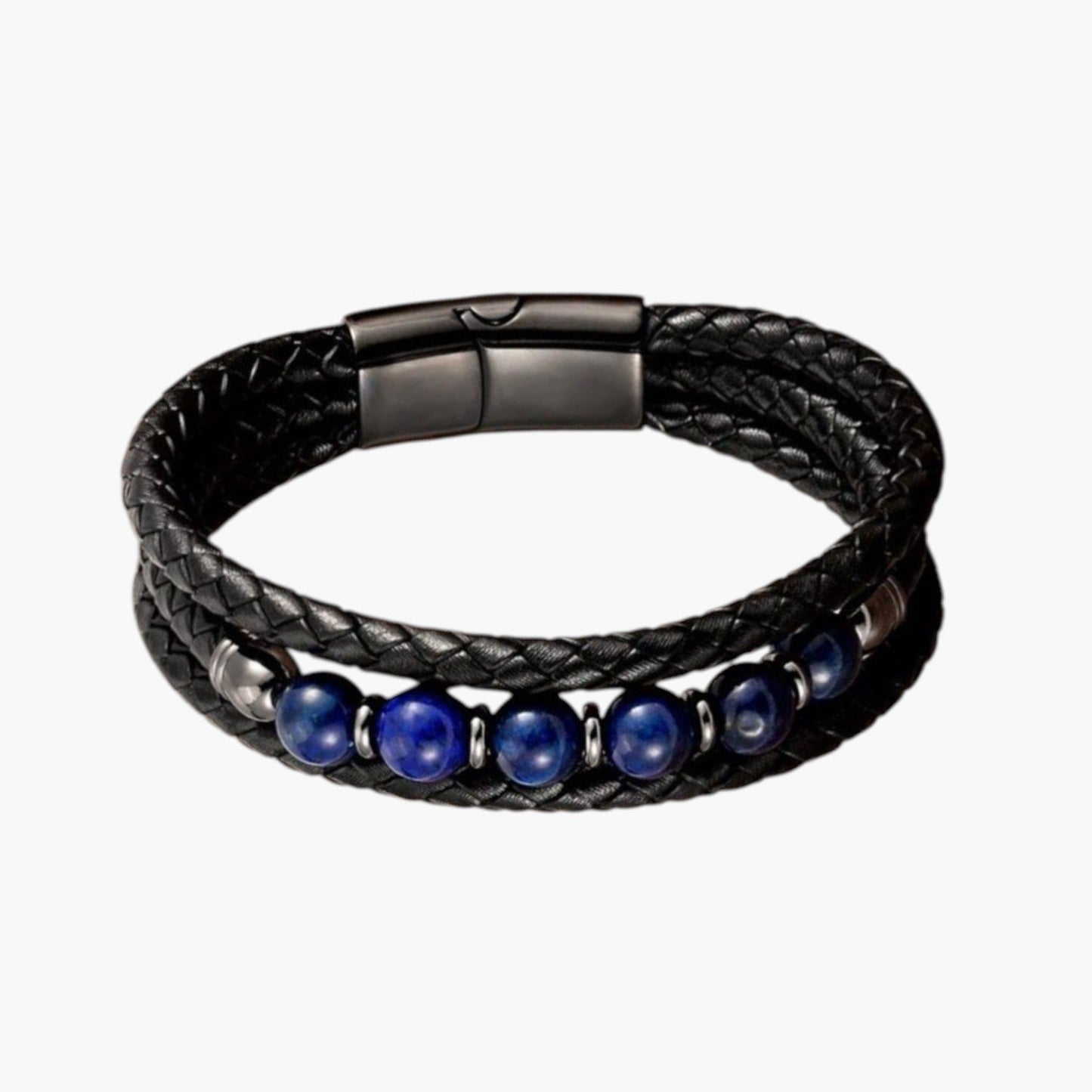 Pulseira de Couro e Pedra Natural