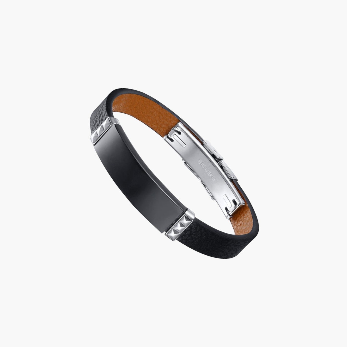 Pulseira de Couro e Aço Inoxidável