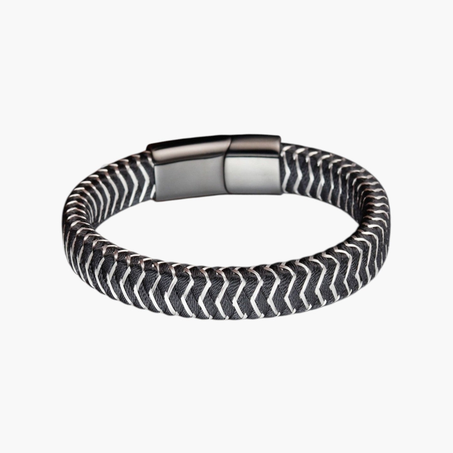 Pulseira de Couro e Aço Inoxidável