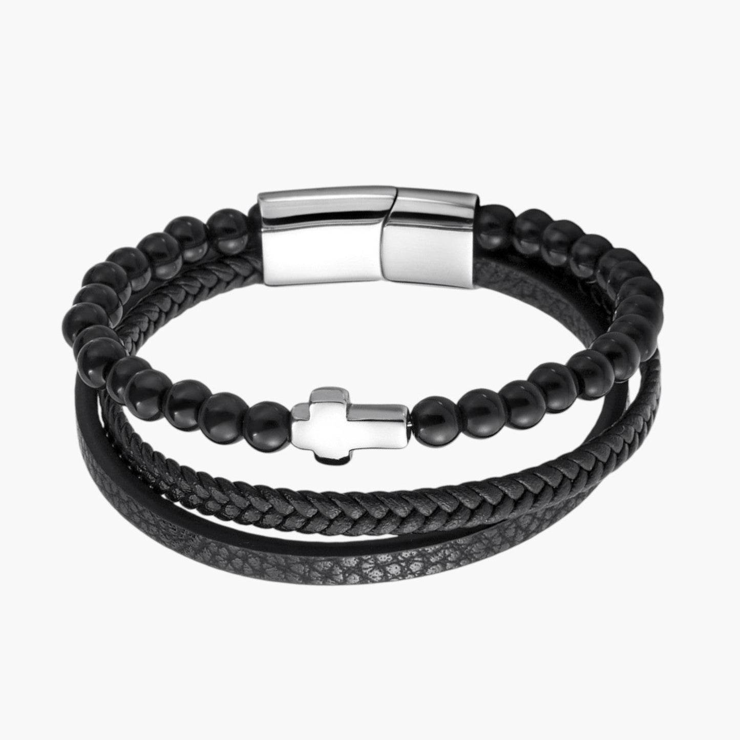 Pulseira de Couro e Pedra Natural