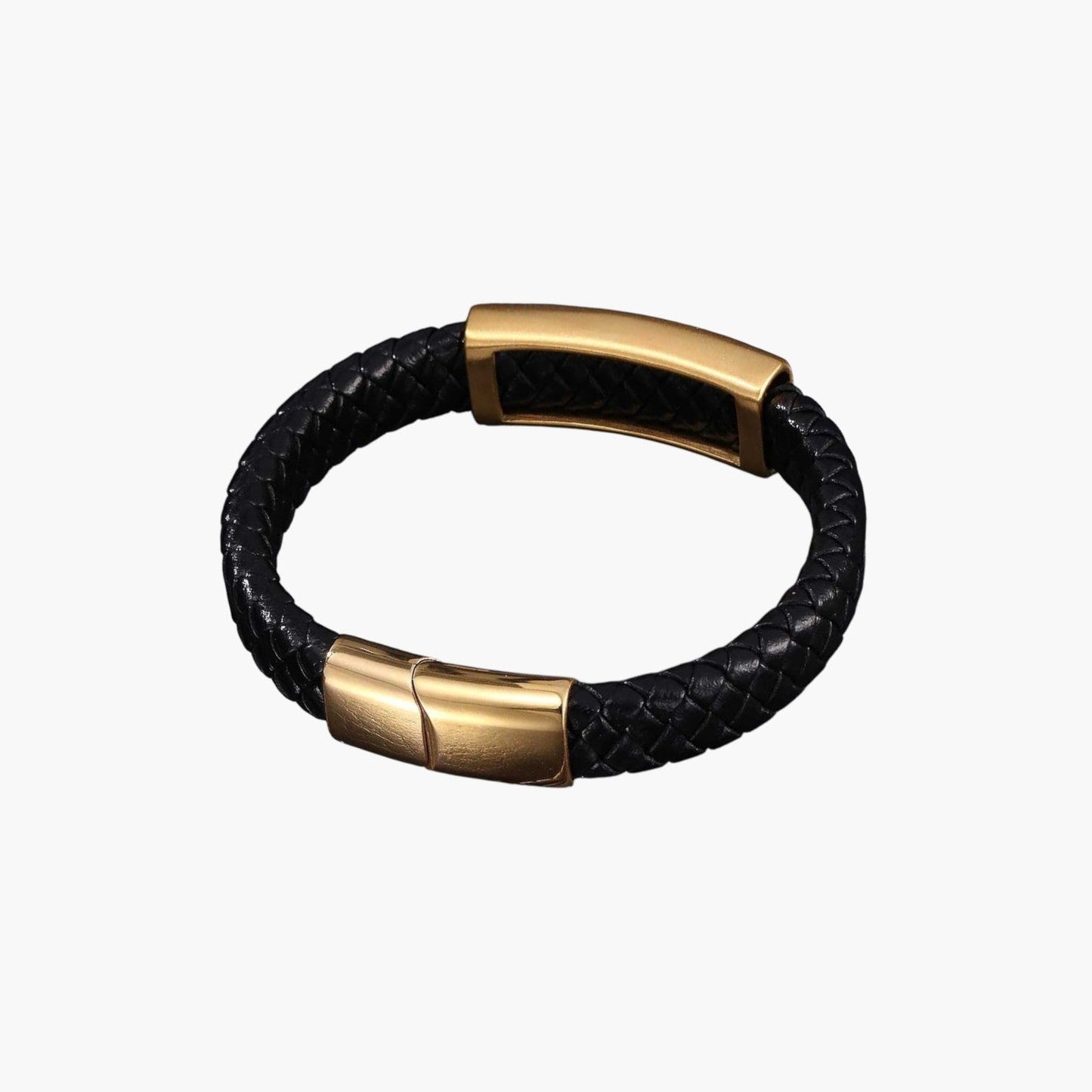 Pulseira de Couro e Aço Inoxidável