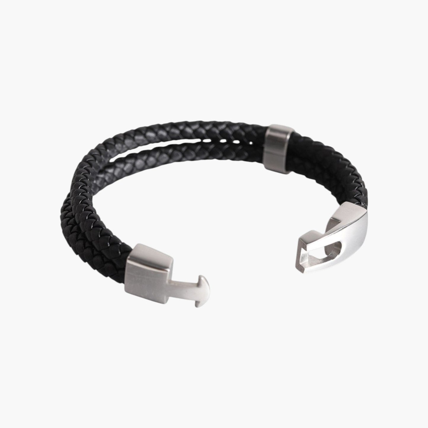 Pulseira de Couro e Aço Inoxidável